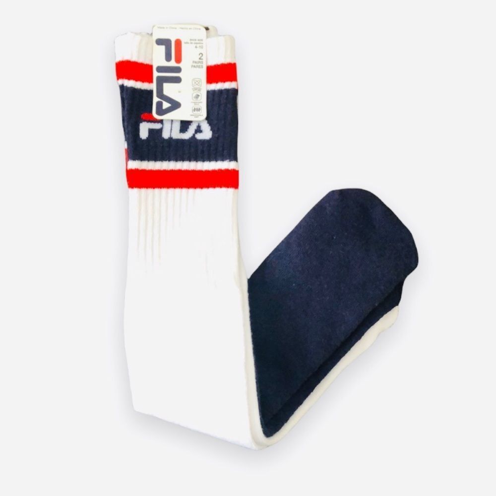 2/$25 🍣 FILA 2 PK New Socks Navy and White
